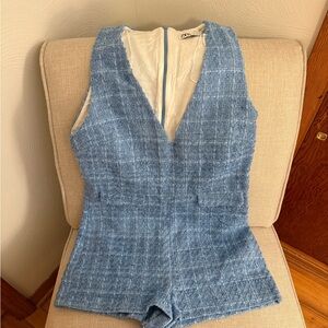 Zara Light Blue Tweed Romper